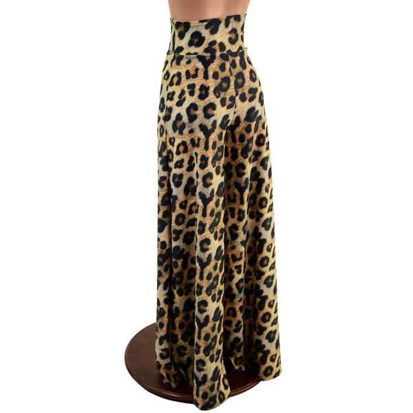 High Waist Leopard Print Wide Leg Pants - 3