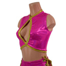 Sleeveless Keyhole Top in Neon Pink Sparkly Jewel-4