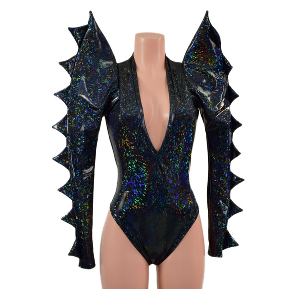 The Triple Threat Romper in Black Kaleidoscope with Brazilian Cut Leg