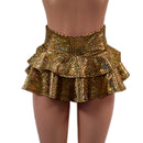 10" Ultra Mini Double Tiered Mini Skirt in Gold Fish Scale-4