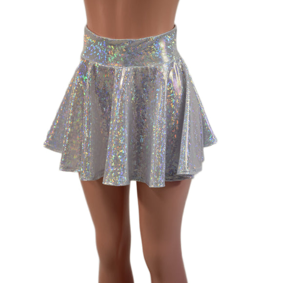 White Kaleidoscope Circle Cut Mini Skirt