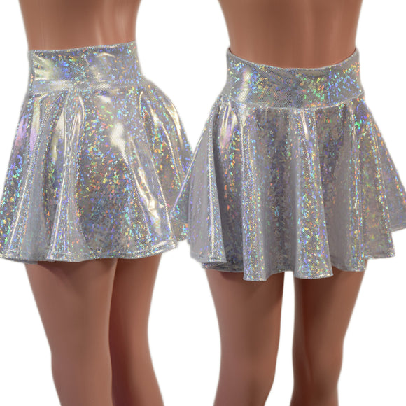 White Kaleidoscope Circle Cut Mini Skirt