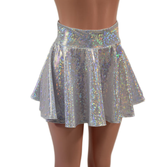 White Kaleidoscope Circle Cut Mini Skirt