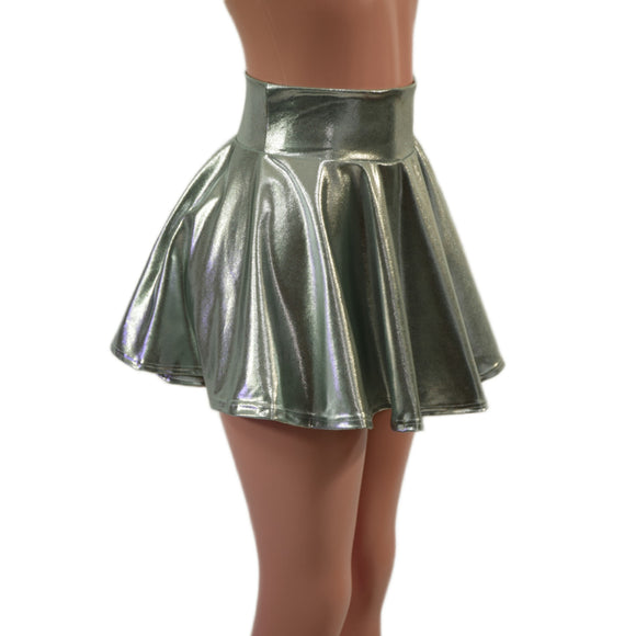 Platinum Metallic Circle Cut Mini Skirt