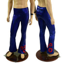 Mens Blue Sparkly Jewel Bootcut Pants with Red Donut Applique - Coquetry Clothing
