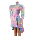 Rainbow Shattered Glass Hi Lo Dress with Full Separating Front Zipper - 2