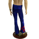 Mens Blue Sparkly Jewel Bootcut Pants with Red Donut Applique - Coquetry Clothing