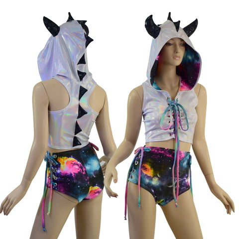 Lost Lands 2PC Dragon Horned Lace Up Set - Coquetry Clothing