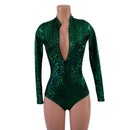 Green Kaleidoscope Stella Romper with Long Sleeves & Siren Cut Leg-3