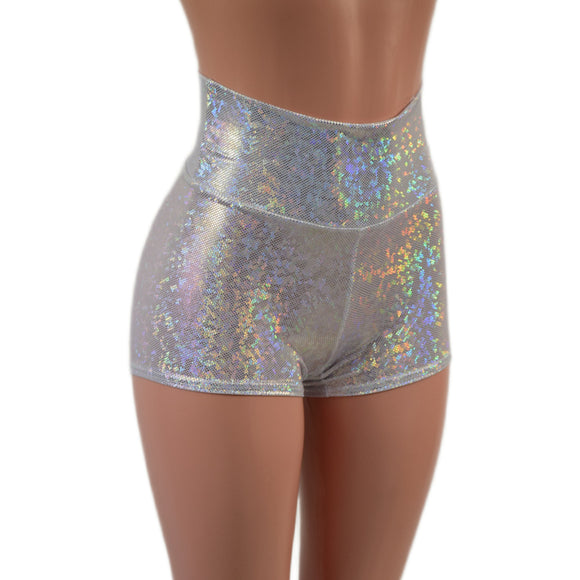White Kaleidoscope High Waist Shorts