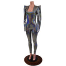 Silver Holographic Sharp Shoulder Catsuit-5