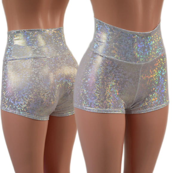 White Kaleidoscope High Waist Shorts