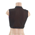 Keyhole Crop Top in Plumeria, with Star Noir Trim and Black Mesh Back - 2