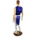 Mens KAPOW Superhero Catsuit in Blue Sparkly Jewel and Flashbulb - 3