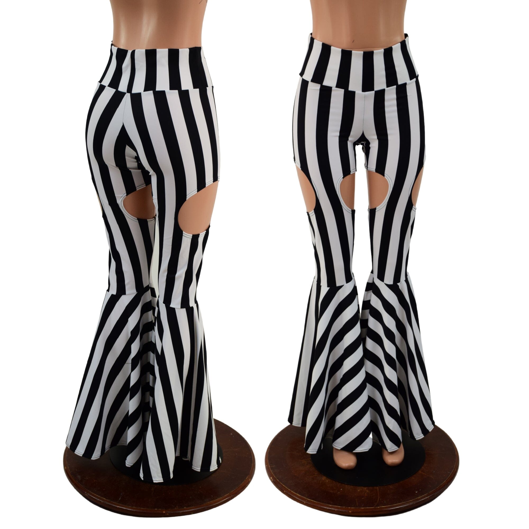 Black and white striped bell bottoms sale