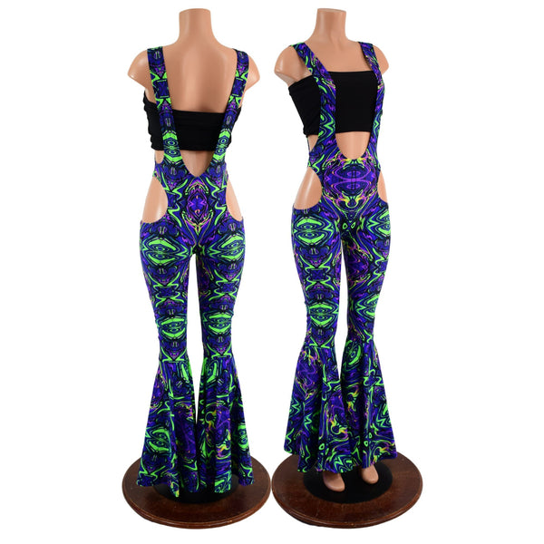 Suspender Bell Bottoms with Hipnotic Cutouts in Neon Melt (Top Sold Separately) - 1
