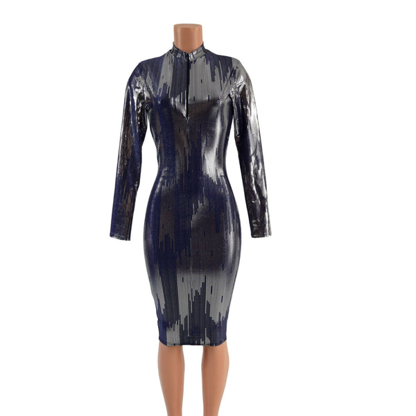 City Lights Wiggle Dress with Long Sleeves and TWO Zippers - 2