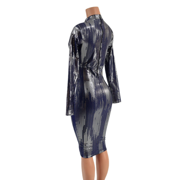City Lights Wiggle Dress with Long Sleeves and TWO Zippers - 4