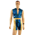 Mens KAPOW Romper in Ocean Sparkle and Gold Sparkly Jewel - 3