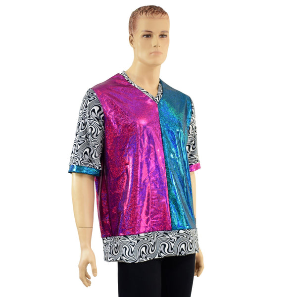 Mens Color Block V Neck Shirt - 3