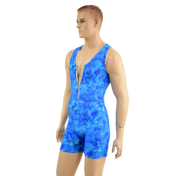 Mens Celestial Racerback Romper with Zipper Front - 4