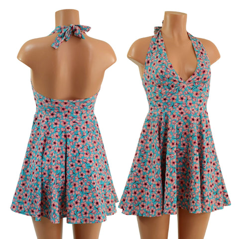 Cherry Blossom Halter Skater Dress - Coquetry Clothing
