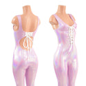 Lilac Tank Style Catsuit with Strappy Back and Laceup Front - 6