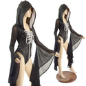 Lace Up Sorceress Sleeve Romper with Hood - 1