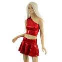 Red Sparkly Crop Top & Circle Cut Skirt Set - 2