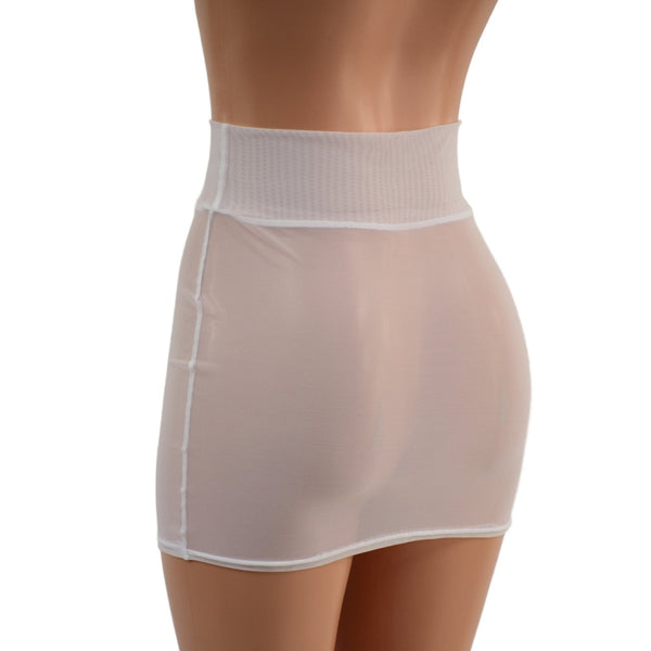 White Mesh Bodycon Skirt - 3