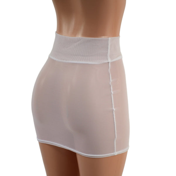 White Mesh Bodycon Skirt - 4