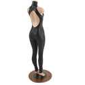 Backless Black Mystique Catsuit with Snap Back Turtleneck - 3