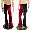 Mens Red and Black Harlequin Velvet Bootcut Pants - 1