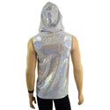 Mens White Kaleidoscope Hooded Vest with Zipper Front - 2