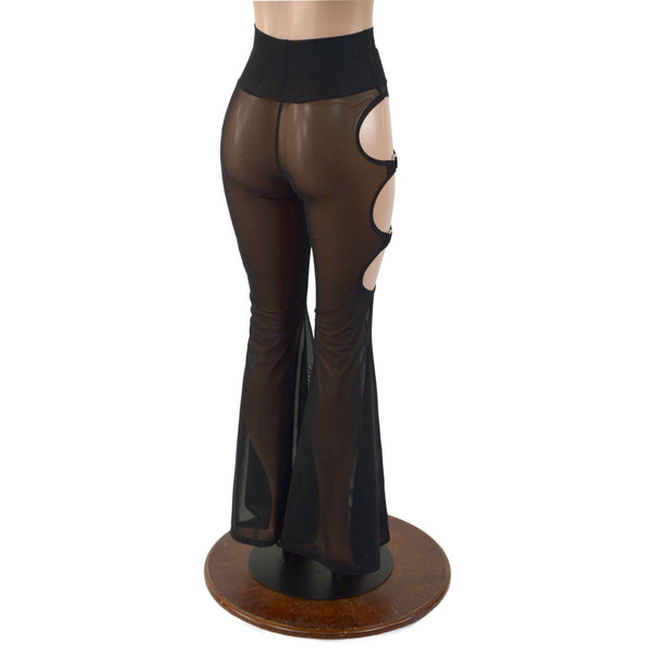Sheer Black Mesh Solar Flares with Triple Cutouts and O-rings - 5