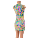 Neon Flux Bodycon Sleeveless Dress with Keyhole Neckline and Back Zipper - 3