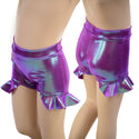 Girls High Waist Brief Cut Shorts with Hip Ruffles in Plumeria - 1