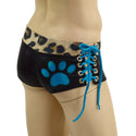 Mens Extra Cheeky Lowrise Laceup Aruba Shorts with Paw Print - 5