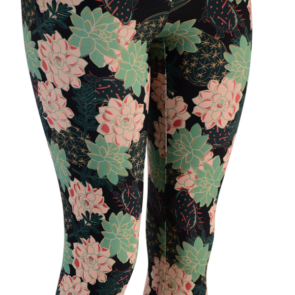 Succa For You Succulent Print High Waist Leggings READY to SHIP - 2