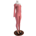 2PC Elf Catsuit and Collar Set in Red and White Stripe - 2