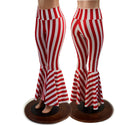 Red and White Striped High Waist Bell Bottom Flares - 1