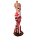 Red and White Striped High Waist Bell Bottom Flares and Starlette Bralette Set - 3