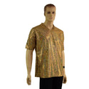 Mens Gold Fish Scale Tee Sleeve Shirt with V Neck - 2
