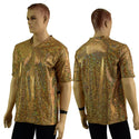 Mens Gold Fish Scale Tee Sleeve Shirt with V Neck - 1