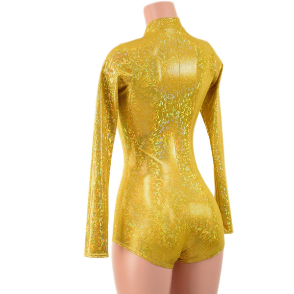 Gold Kaleidoscope Stella Romper with Long Sleeves & Boy Cut Leg - 4