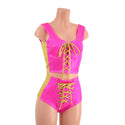 2PC Lace Up Side Panel Top & Siren Shorts Set - 6
