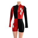 Red and Black Harlequin Romper with White Diamonds - 6