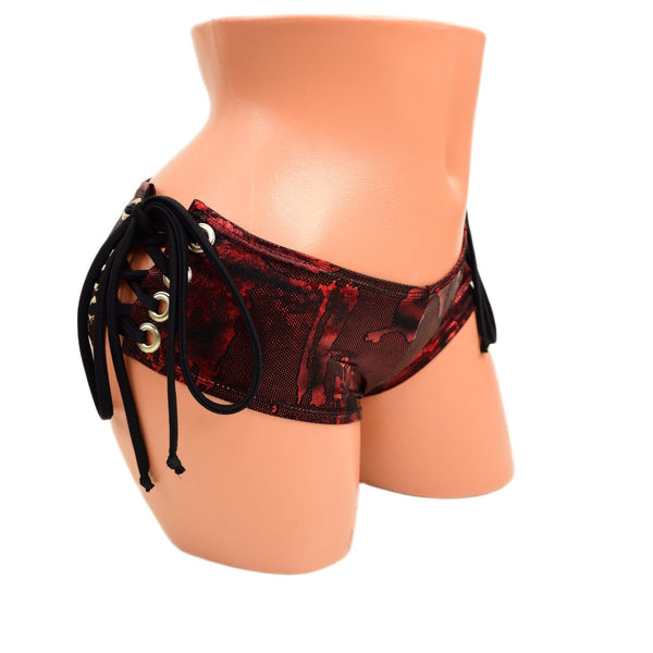 Lace Up Ultra Cheeky Booty Shorts - 2