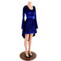 Sapphire Blue Velvet Hi-Lo Trumpet Sleeve Dress - 6