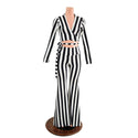 Black & White High Waist Solar Flares and Wrap & Tie Top Set - 7